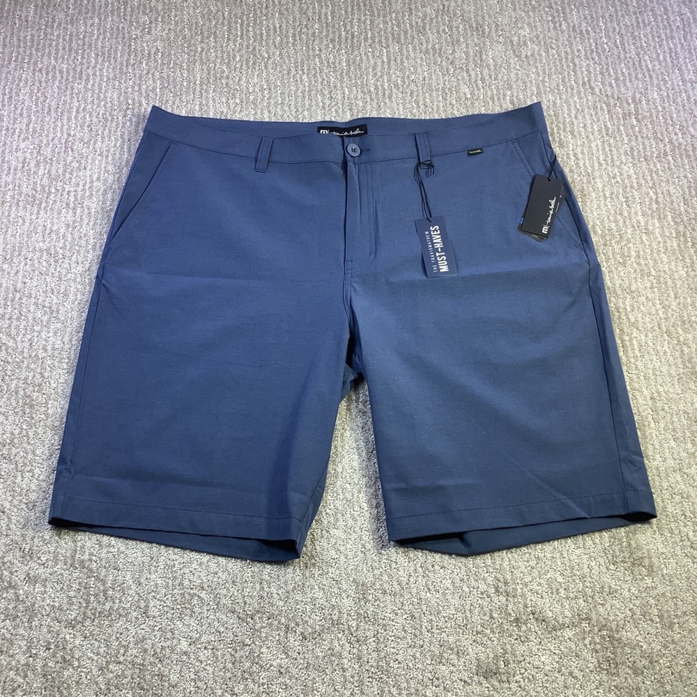 Travis Mathew Mens Beck Stretch Golf Shorts Vintage Indigo Blue Size 42 NWT